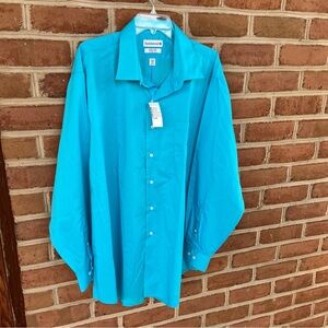 Men’s turquoise blue Saddlebred, long sleeve dress shirt, size 2 XL